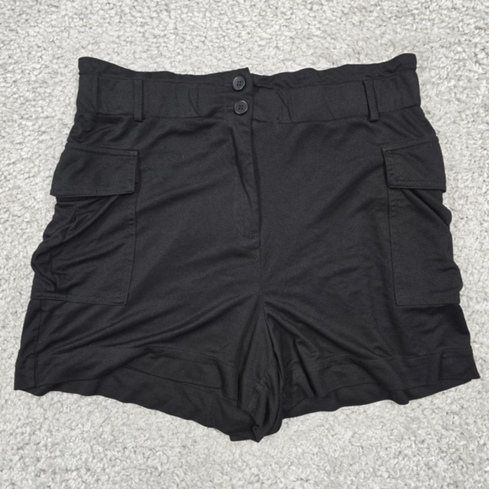 Lily Morgan Womens Black Cargo Shorts Stretch Casual Size L Minimalist
